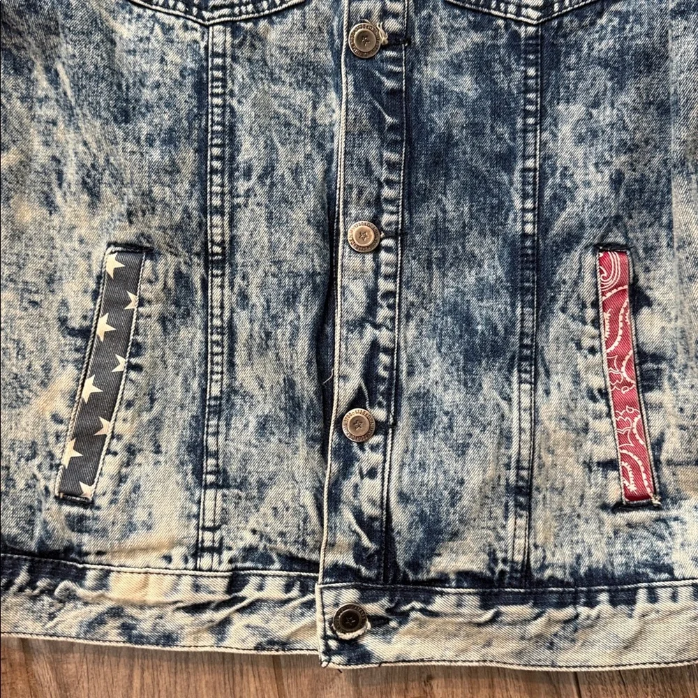 Vintage 1738 Original Brand American Flag‎ Denim Jacket Sz Large - Picture 4 of 11